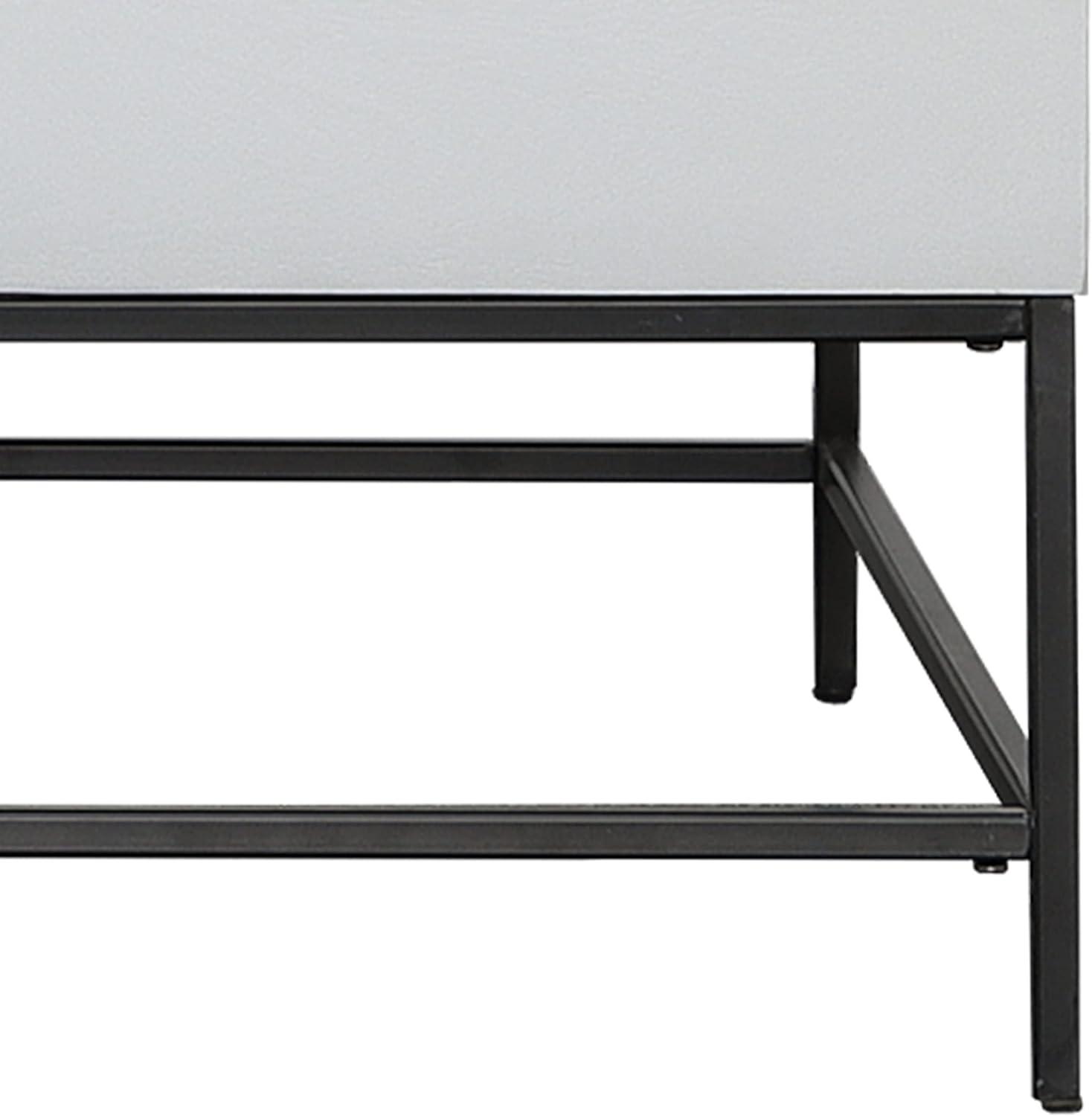 45 Inch Rectangular Mango Wood Coffee Table, Lift Top Storage, Iron Frame, White, Black 71911