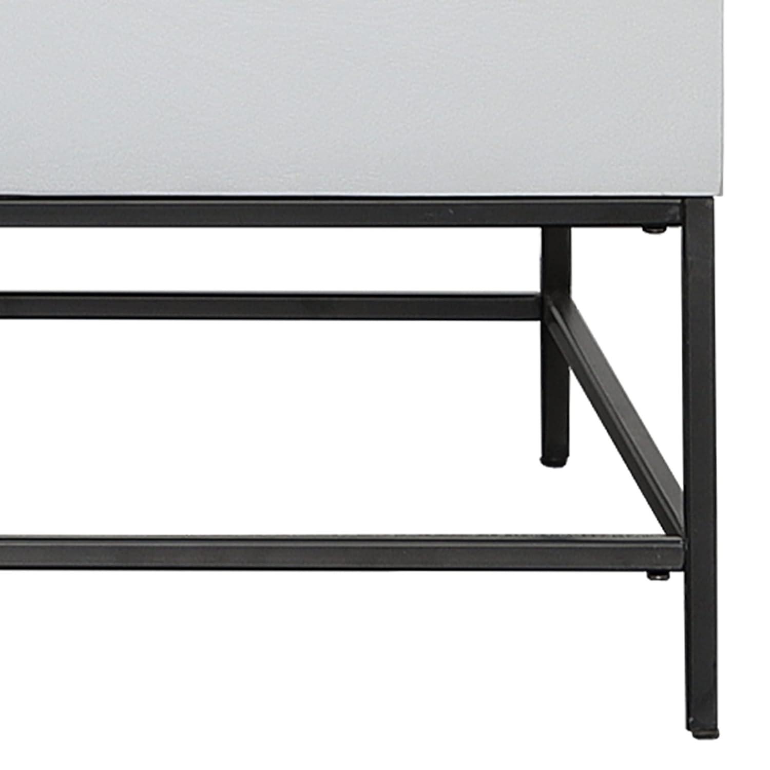 45 Inch Rectangular Mango Wood Coffee Table, Lift Top Storage, Iron Frame, White, Black 71911