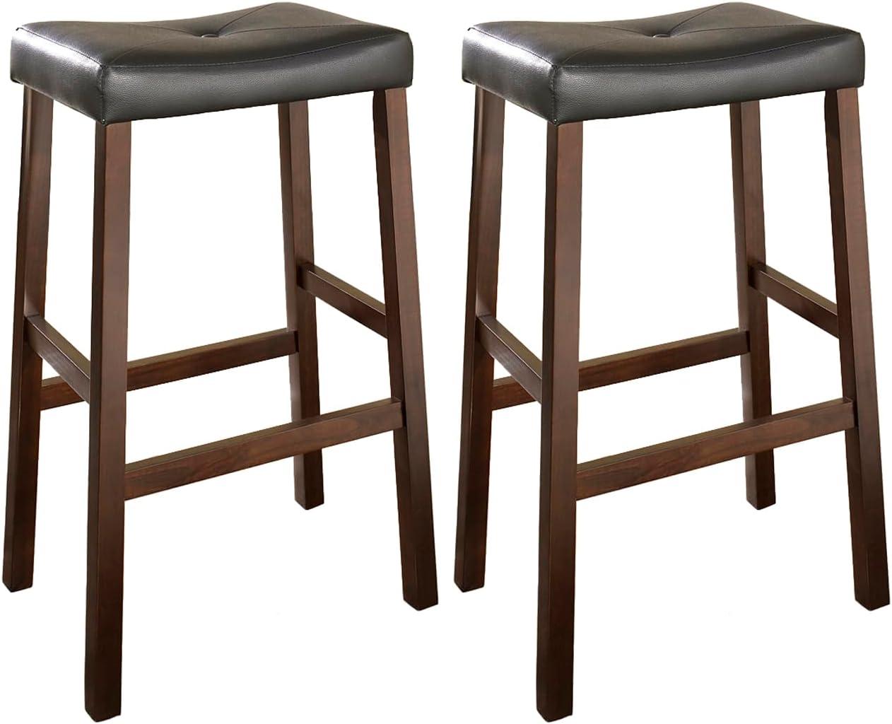 Crosley Furniture Upholstered Saddle Seat Bar Stool with 29" Seat Height, 2pk