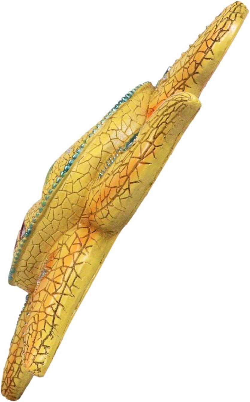 Ebros Cara de Mosaico Naranja Sol con Luna de Mosaico Amarillo, Decoración de Placa de Pared de 13"H