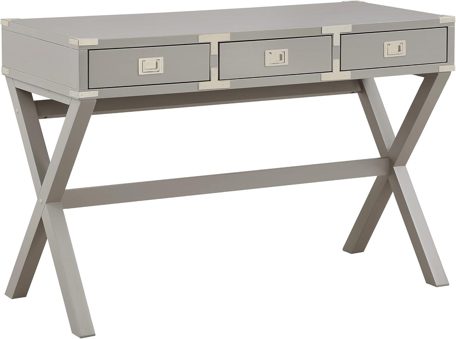 Wellington 46" Engineered Wood Desk with Power in Gray Finish