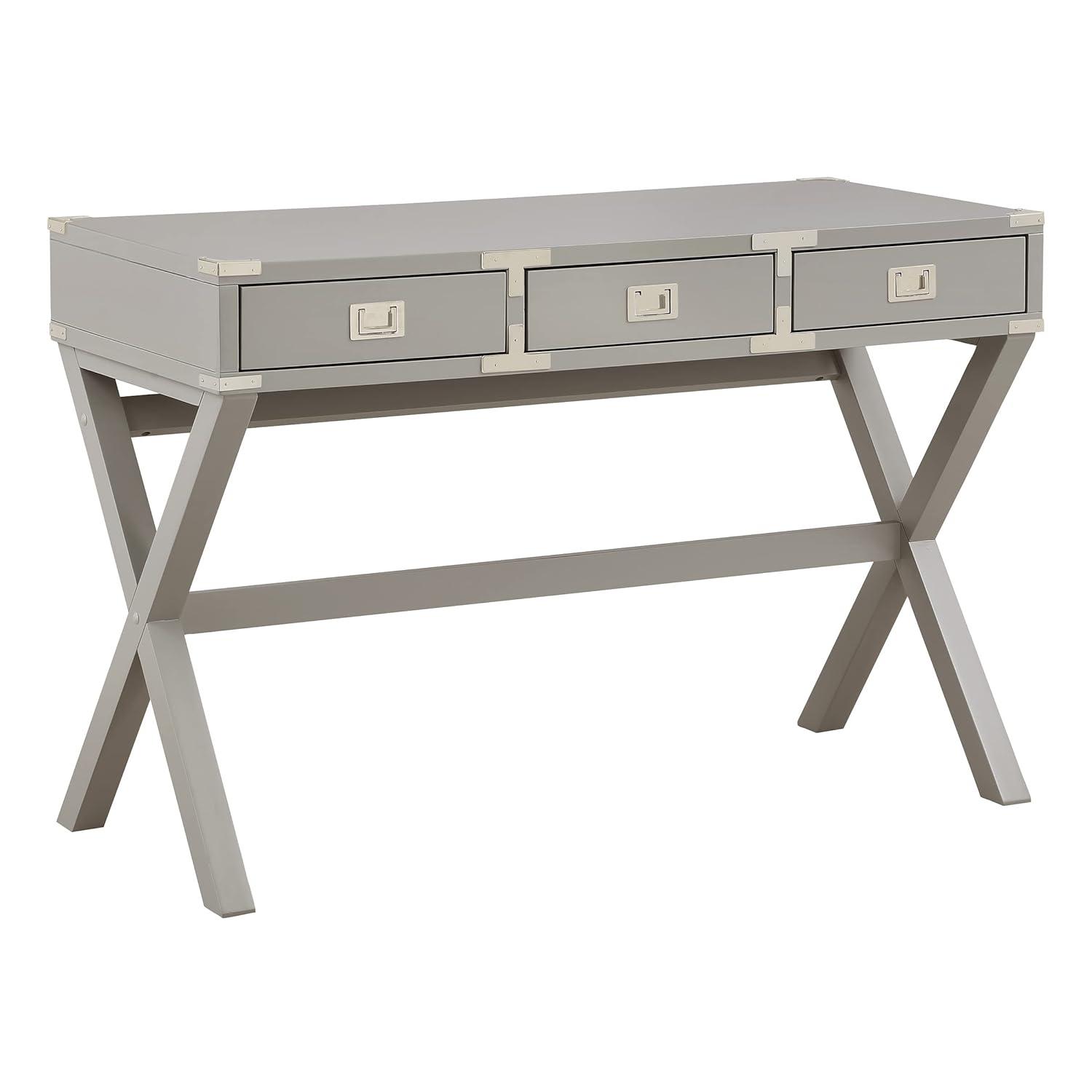 Wellington 46" Engineered Wood Desk with Power in Gray Finish