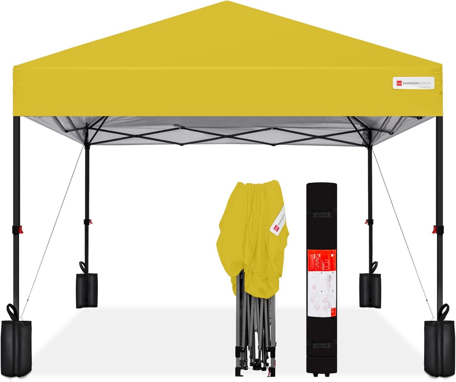 Best Choice Products Easy Setup Pop Up Canopy W/ 1-Button Setup, Wheeled Case, 4 Weight Bags