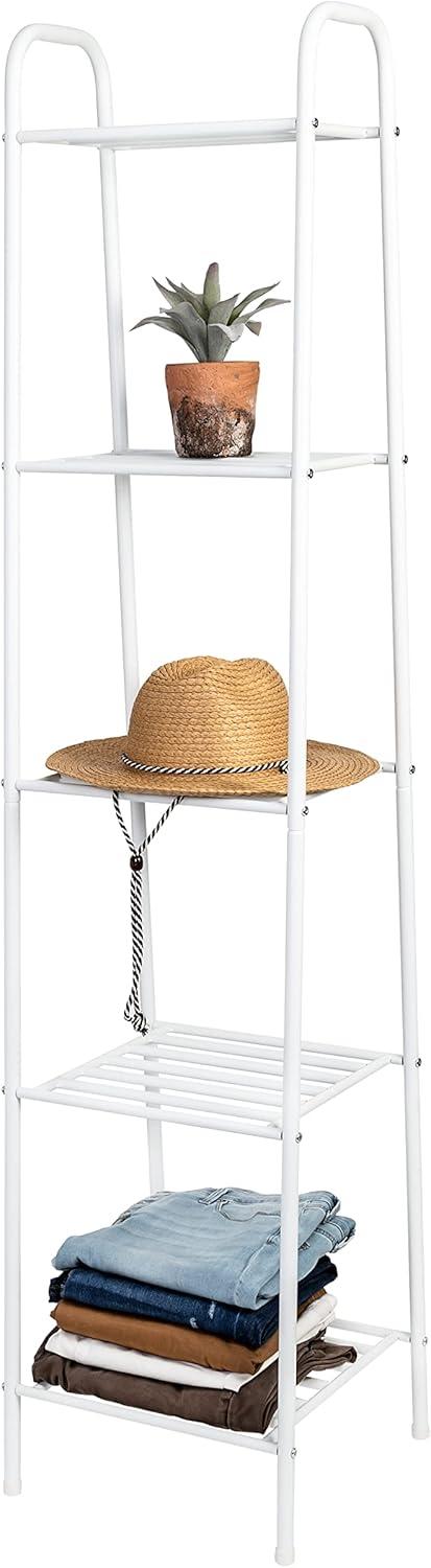 Honey Can Do 5-Tier Steel Shelf, White Matte