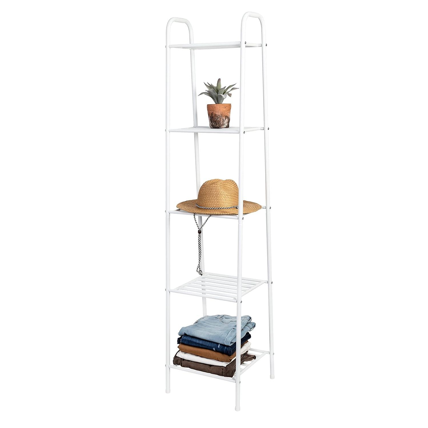 Honey Can Do 5-Tier Steel Shelf, White Matte