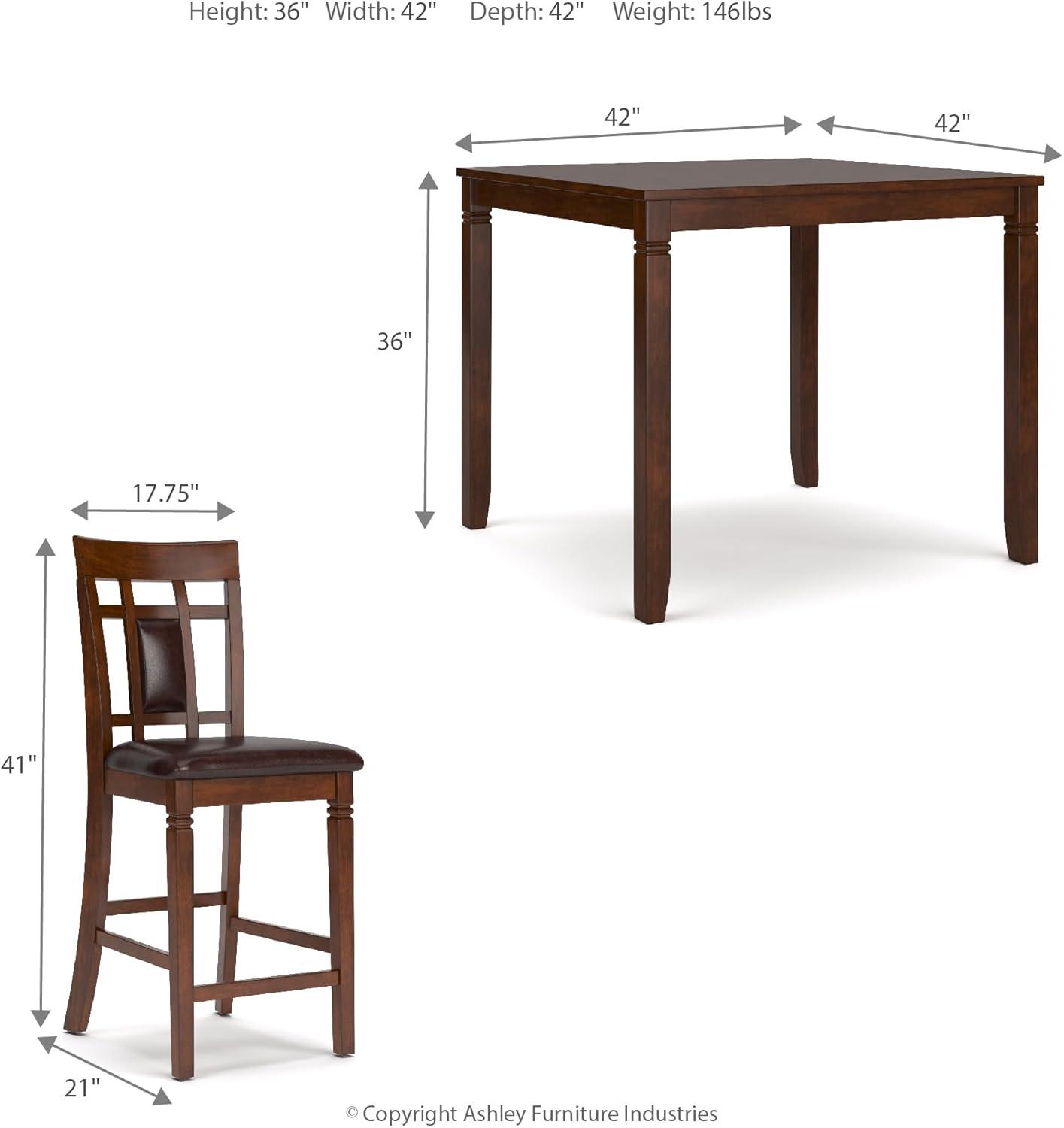 Bennox Counter Height Dining Table Set Brown: Faux Leather Stools, 5-Piece - Signature Design by Ashley