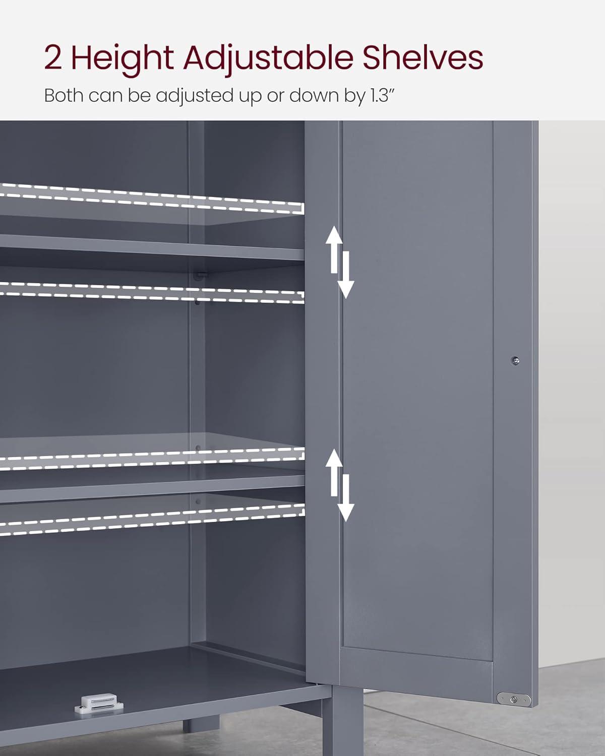 Gray MDF Lockable Cabinet with Adjustable Shelving