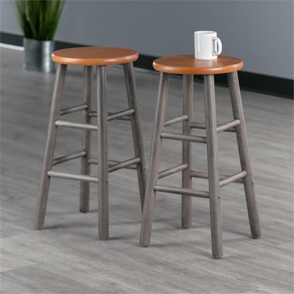 2pc 24" Huxton Counter Height Barstools Gray/Teak - Winsome