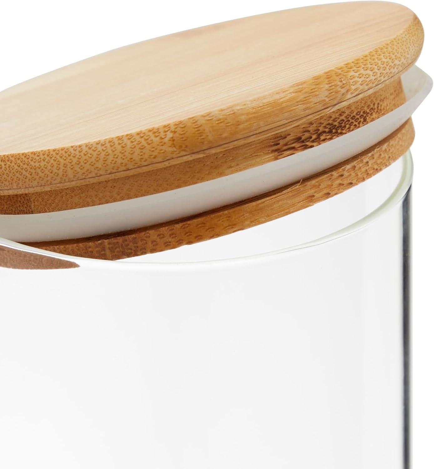 Juvale 3 Pack Glass Storage Containers with Bamboo Lids, Airtight Canisters for Pantry (32.5 oz)