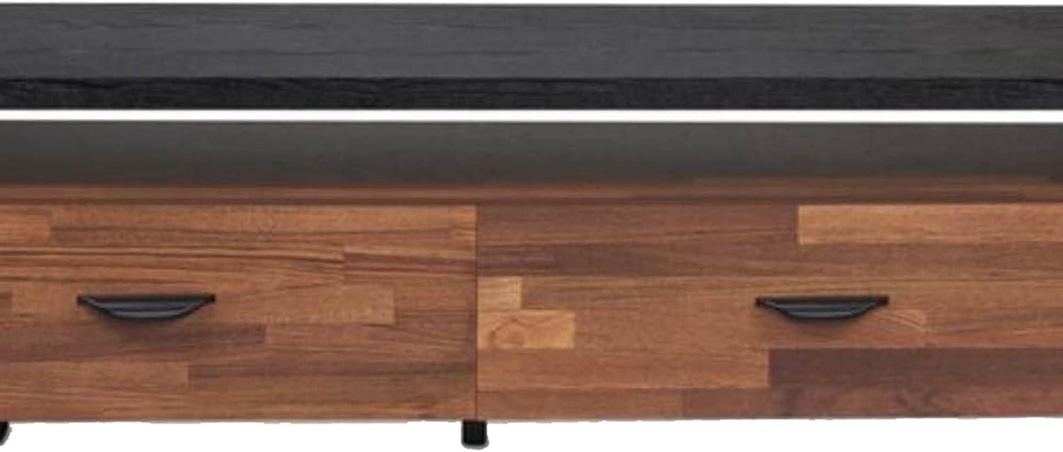 Benjara 67.3" 2-drawer Transitional Metal and Solid Wood TV Stand in Black