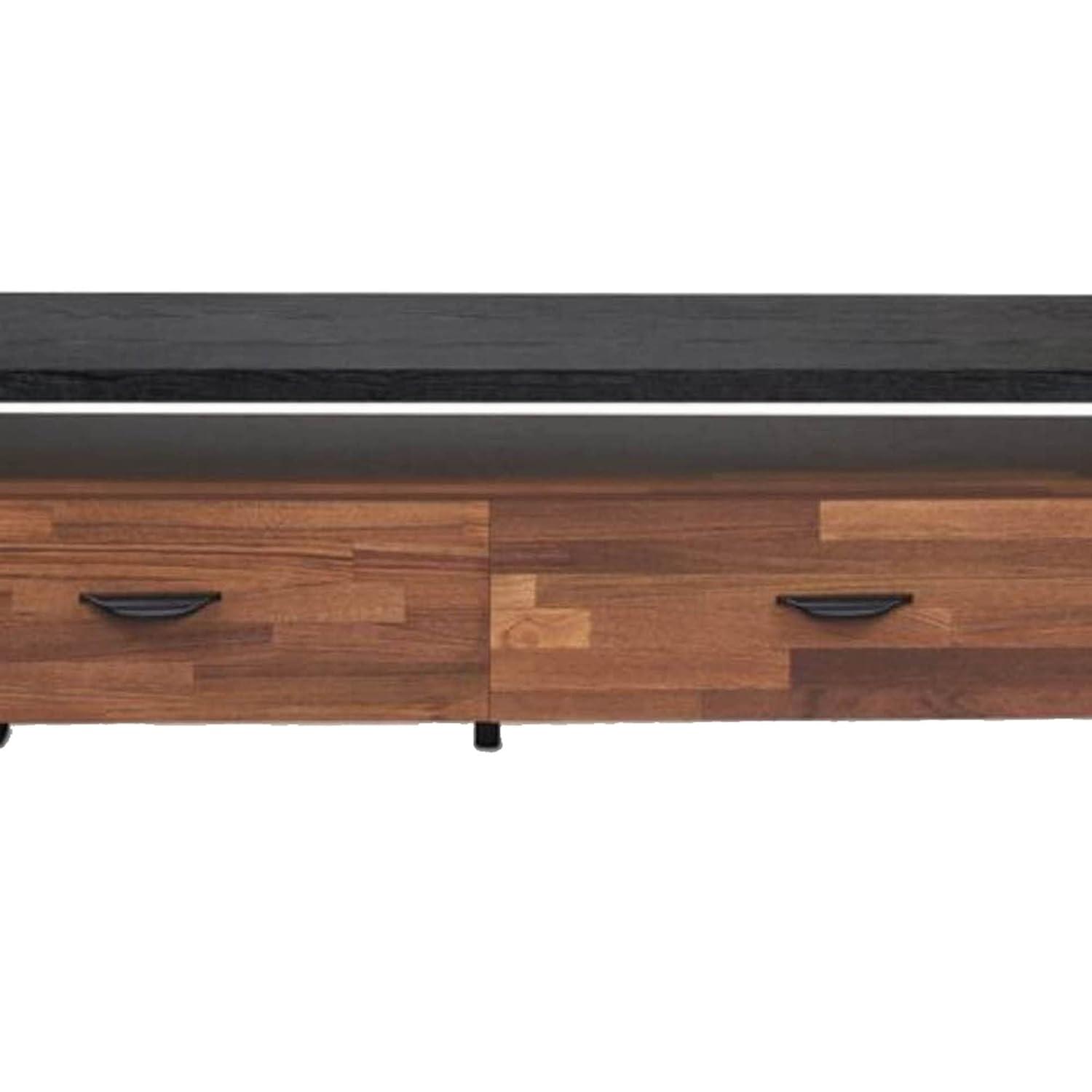 Benjara 67.3" 2-drawer Transitional Metal and Solid Wood TV Stand in Black