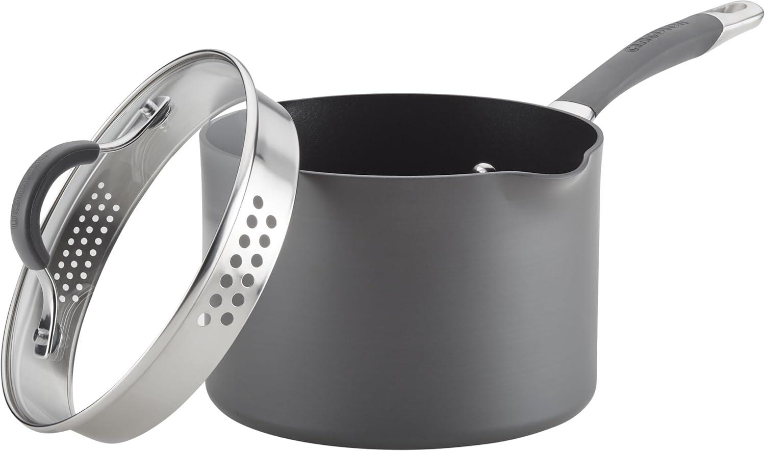 Circulon Circulon Radiance Hard-Anodized Nonstick Saucepan with Straining Lid, 3-Quart