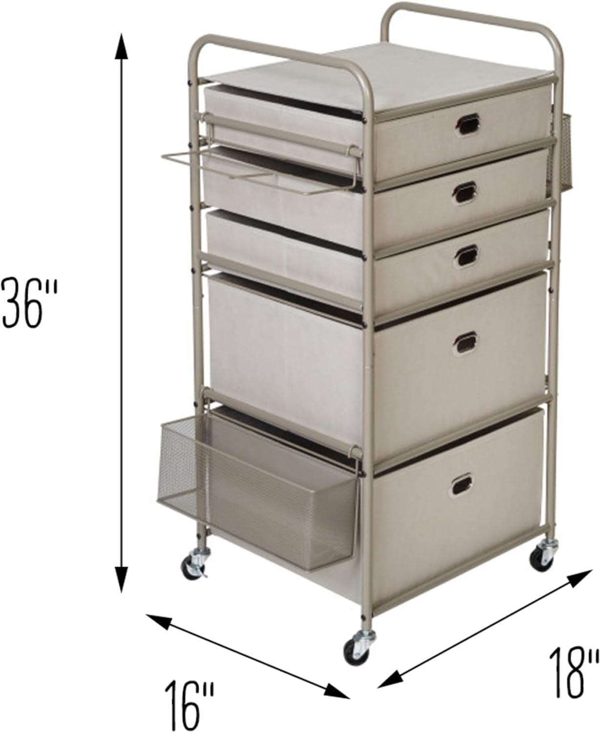 Gray 5-Tier Steel Rolling Craft Storage Cart