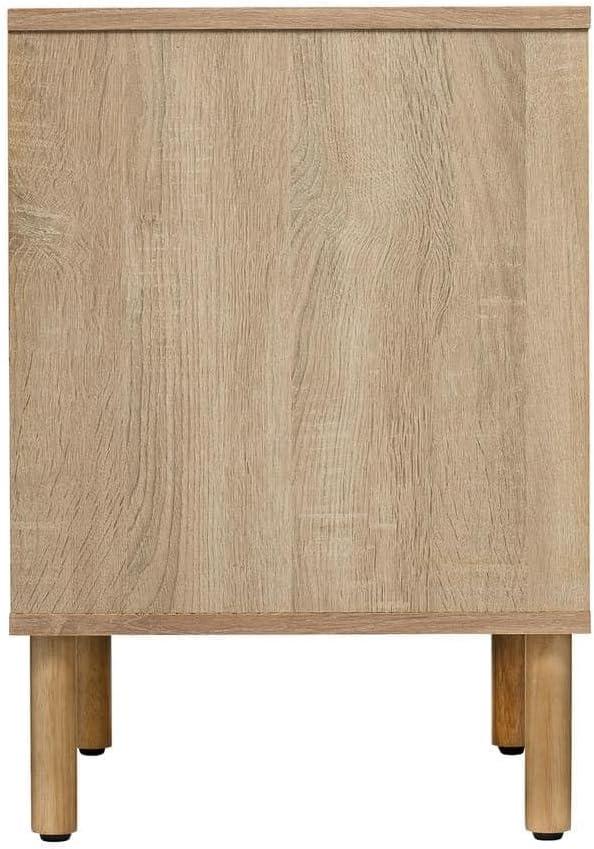 Sango Sango Merk 2-Drawer Solid Wood Nightstand, Drawers With Horizontal & Vertical Grooves