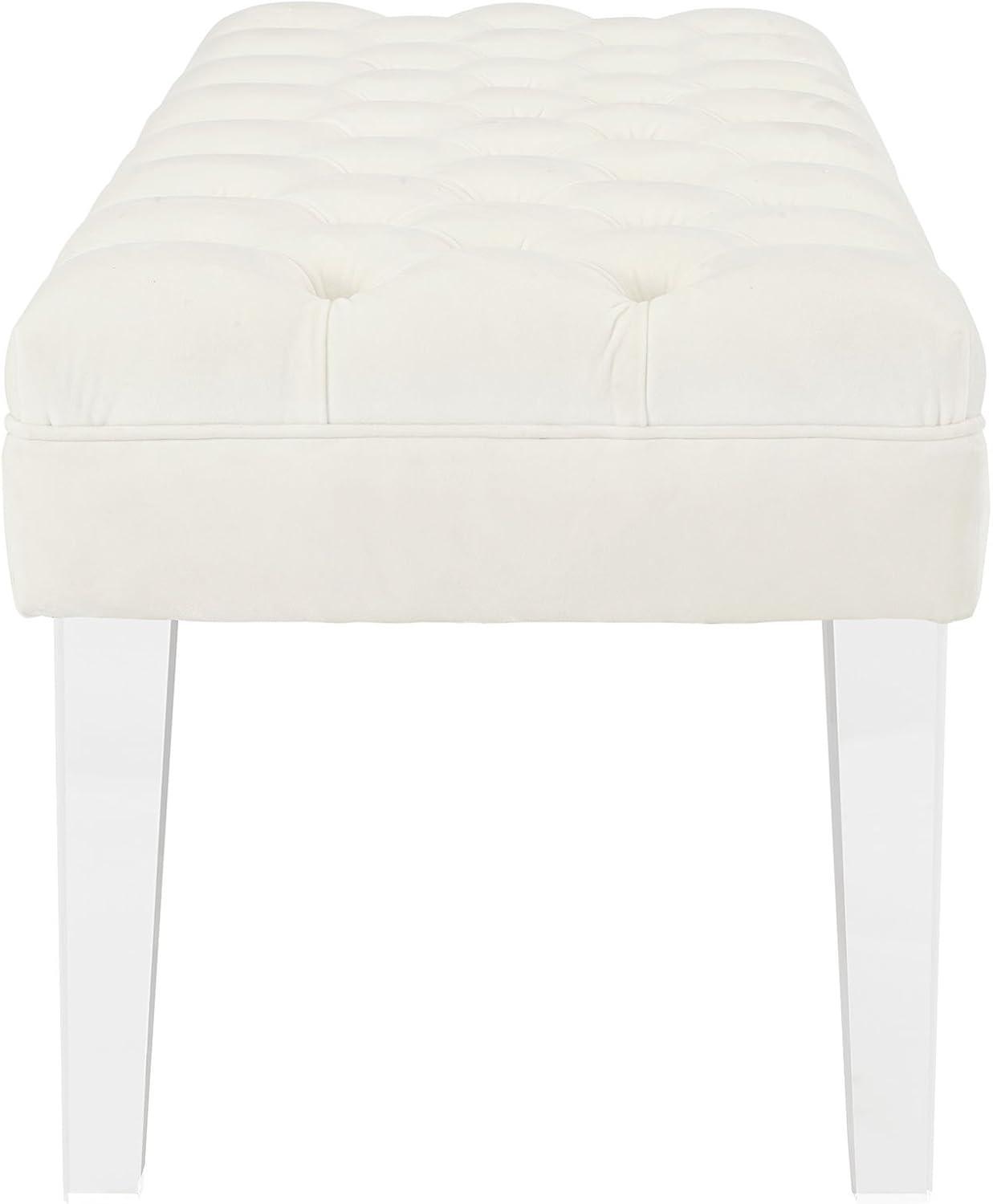 Modway Valet Modern Style Performance Velvet and Acrylic Bench in Ivory