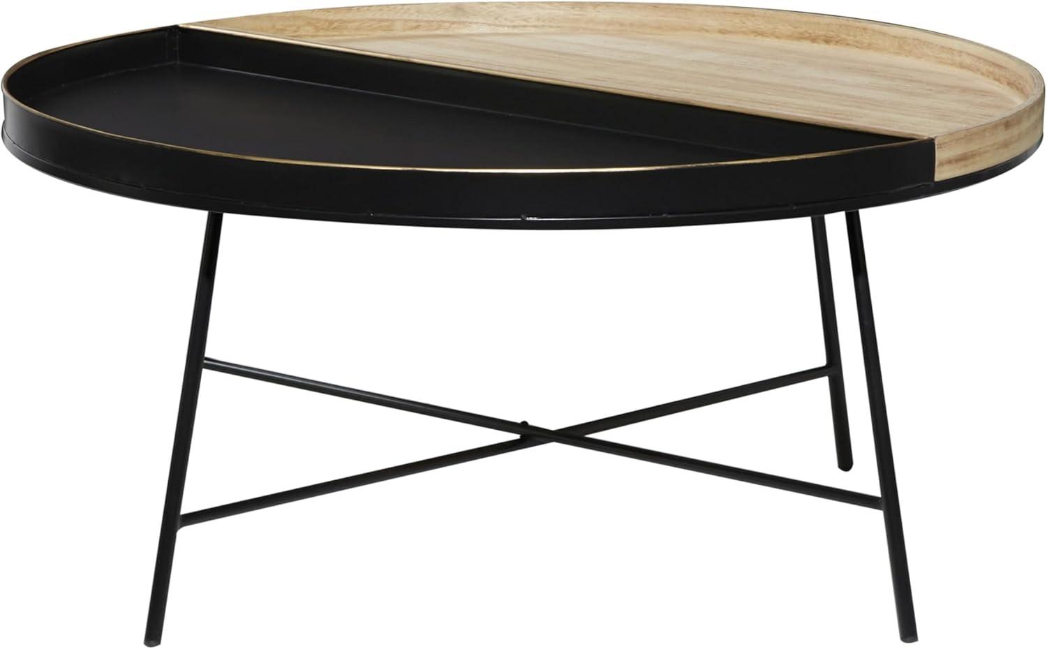 DecMode 38" x 18" Black Metal Split Coffee Table, 1-Piece