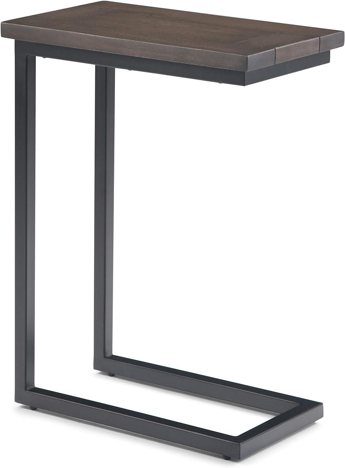 Simpli Home Skyler Contemporary End Table in Walnut and Black