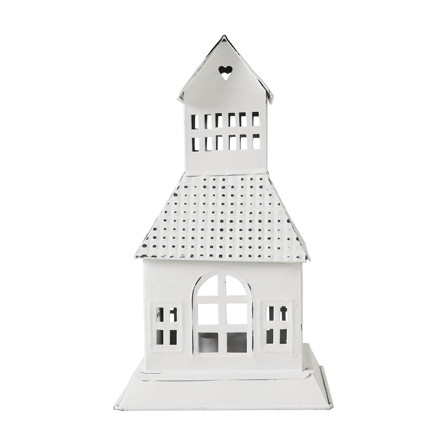 VHC Brands Festive Finds Tealight Holder Metal Village House A 9.5x5.5x5.5