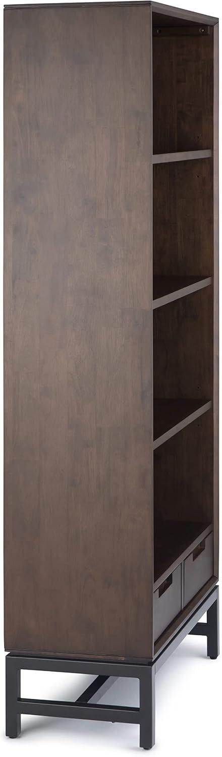 Banting 30"W Solid Wood 4 Shelf Industrial Bookcase with 2 Drawers, Adjustable Shelves, and Metal Base