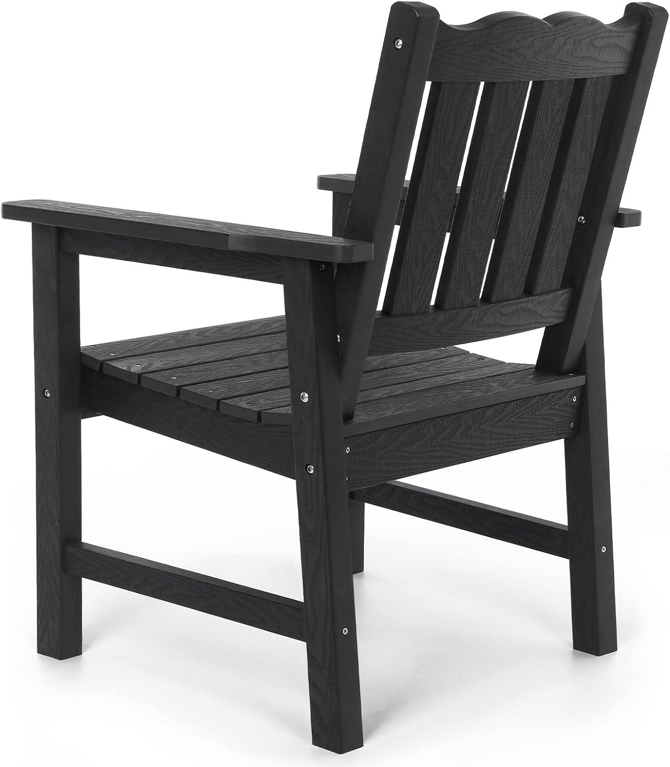 Black All-Weather Outdoor Patio Chair with Curved Backrest