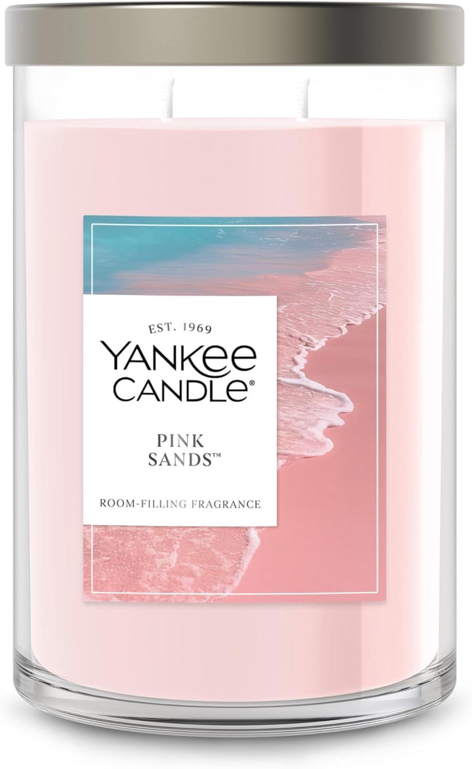 Signature Large Pink Sands Tumbler Candle 20oz - Yankee Candle: Soy Wax Blend, Glass Jar, Dual Wick, 60hr Burn Time