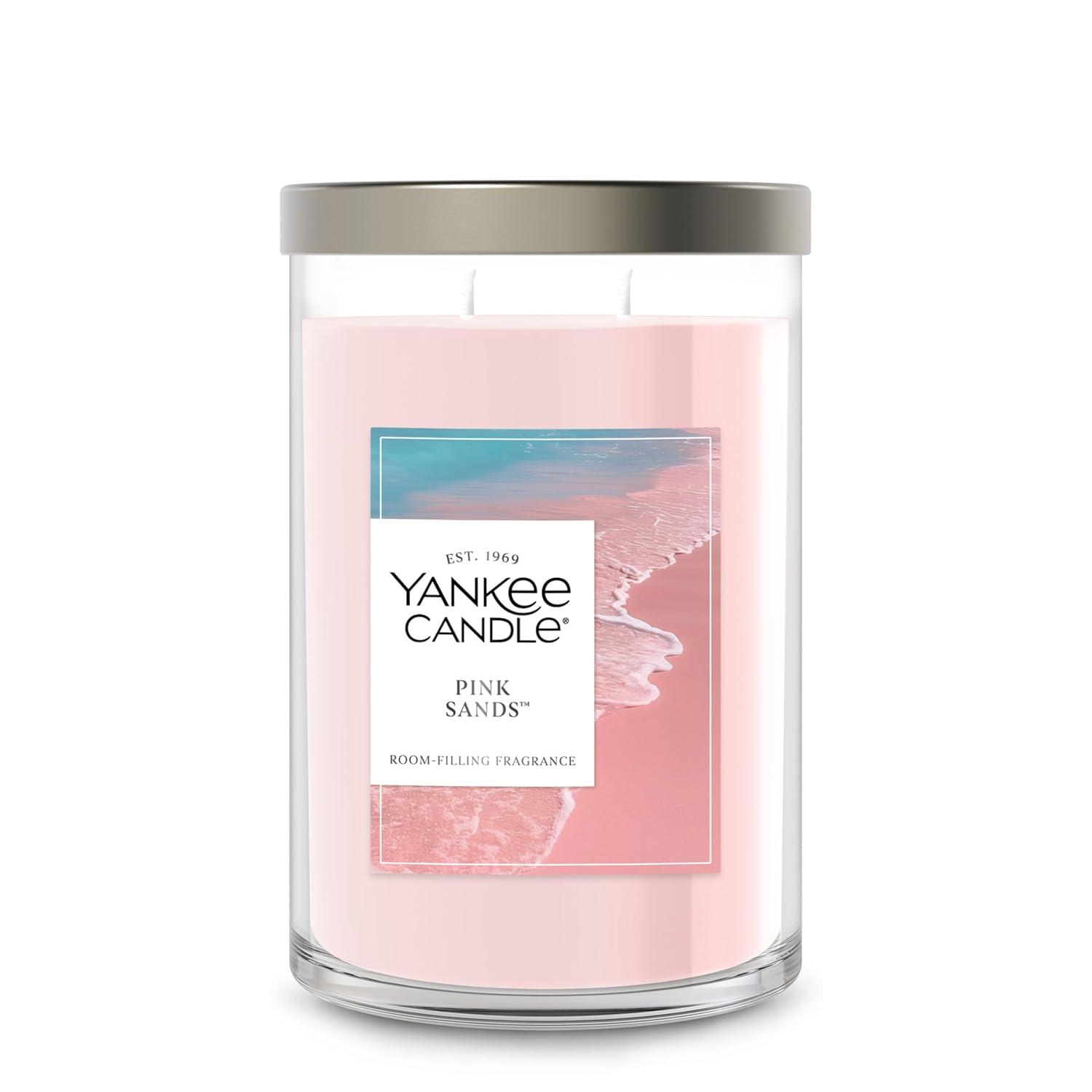 Signature Large Pink Sands Tumbler Candle 20oz - Yankee Candle: Soy Wax Blend, Glass Jar, Dual Wick, 60hr Burn Time