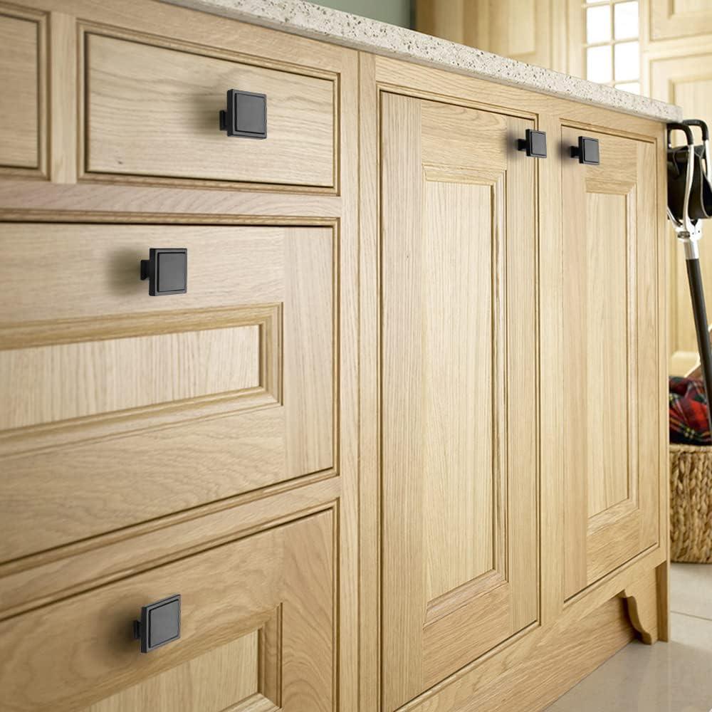 Black Cabinet Knobs - Modern Matte Black Drawer Knobs (1.14" - Kitchen, Dresser & Cupboard Closet)