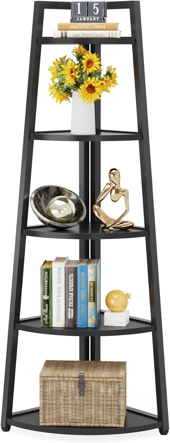 Hommoo 5-Tier Corner Shelf, 70" Tall Corner Ladder Shelf Small Bookshelf White