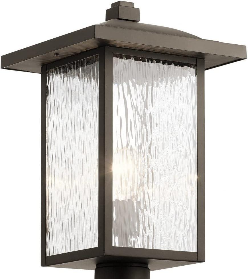 Textured Black Outdoor Post Light with Clear Water Glass Shade