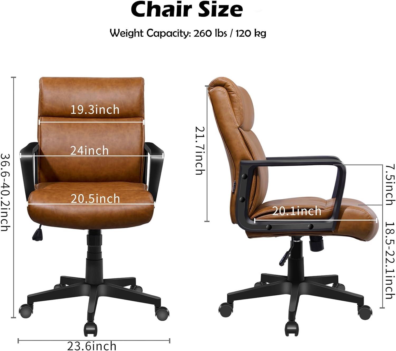 Brown Faux Leather Mid-Back Executive Office Chair