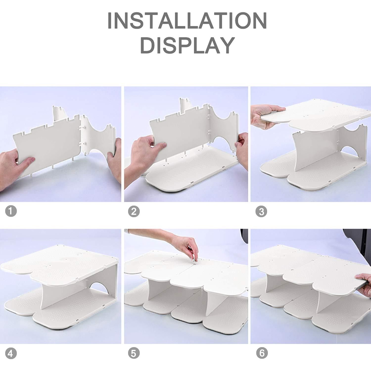 6-Tier Shoe Rack Storage Organizer, Adjustable Shoe Shelf, Free-Standing Space Saving Shoes Storage Stand for Entryway, Hallway, Closet, White