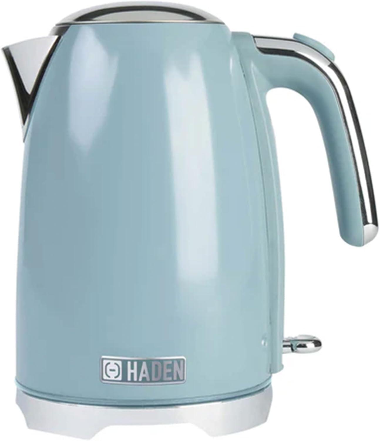 Sky Blue Retro Cordless Electric Kettle with Chrome Accents