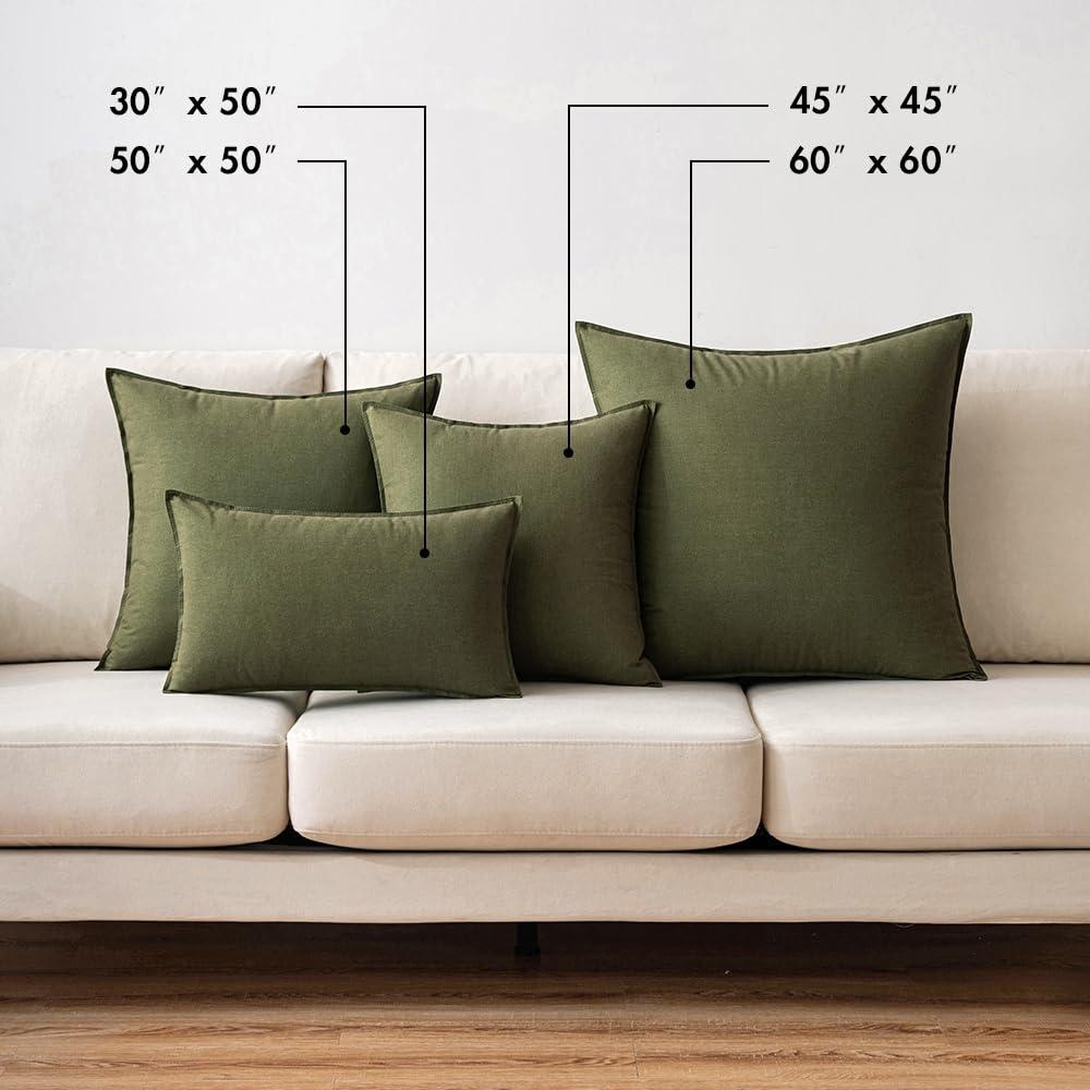 MIULEE Pack of 2 Decorative Linen Pillow Covers 18x18 Inch Olive Green Farmhouse Soild Neutral Throw Pillow Covers Soft Accent Decorative Pillowcases Home Decors for Couch Sofa Bed Living Room