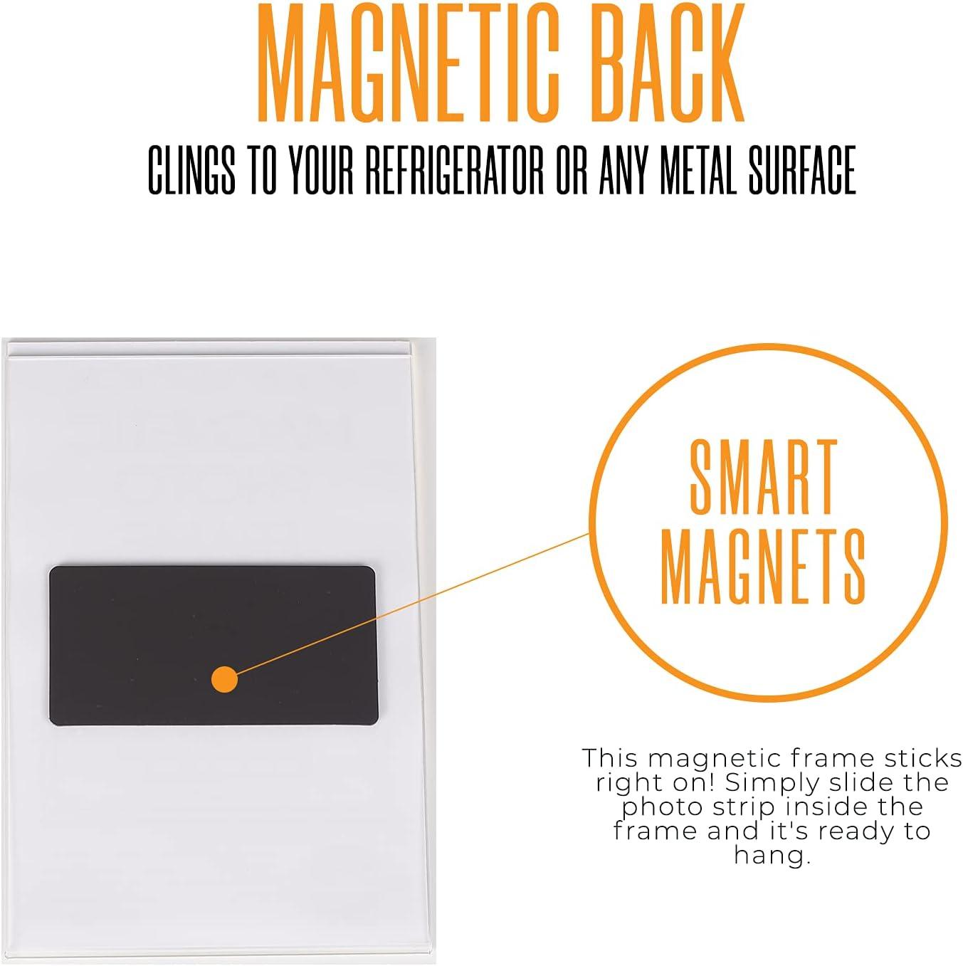 Photo Booth Nook | Magnetic Photo Frames for Refrigerator 4x6 (12 Count) | Clear Acrylic Picture frames 4x6 | Vertical Orientation