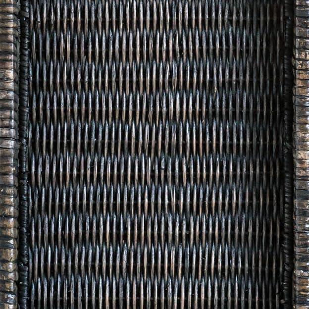 3R Studios Black Rattan and Wood Tray with Handles