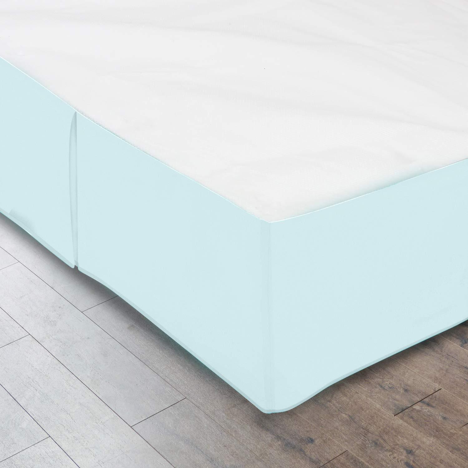 Clara Clark Pleated Bed Skirt - 14 inch Tailored Drop Luxury Double Brushed Microfiber Dust Ruffle - Includes 8 Pins, Full Size, Aqua Blue
