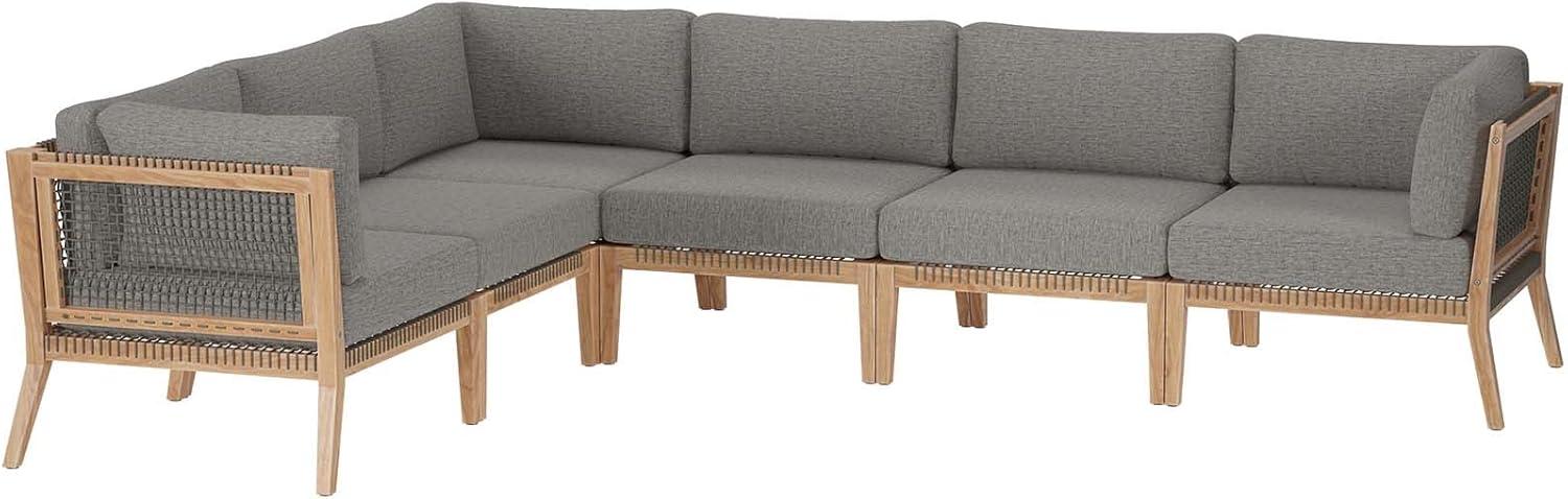 Clearwater 6-Piece Gray Teak Wood Outdoor Sectional Sofa