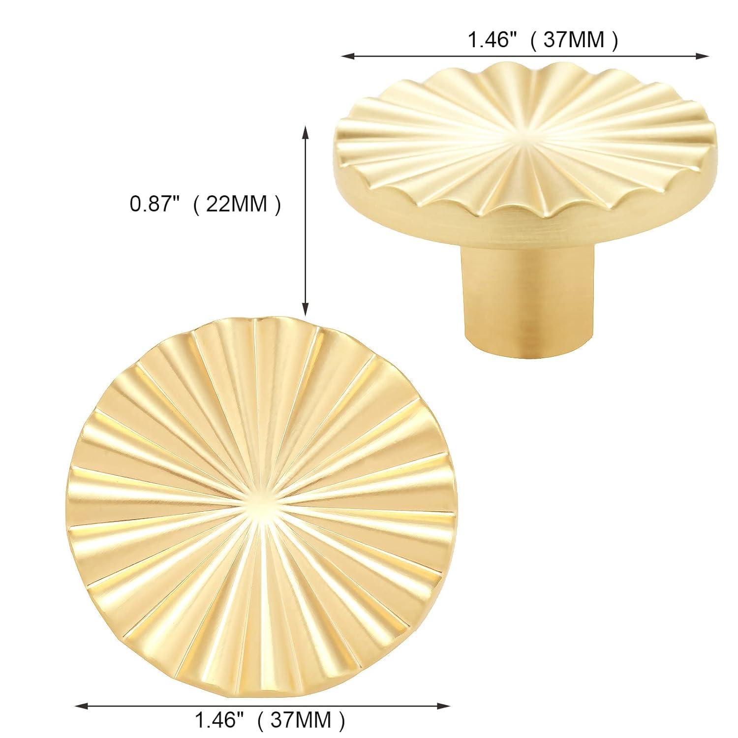 2 Pack Gold Cabinet knobs Kitchen Cabinet Pulls with Vintage Cupboard Drawers Hardware Dresser Drawer Handles Kitchen Cabinet Handles (Single Hole, 2 Pack, Brushed Gold)