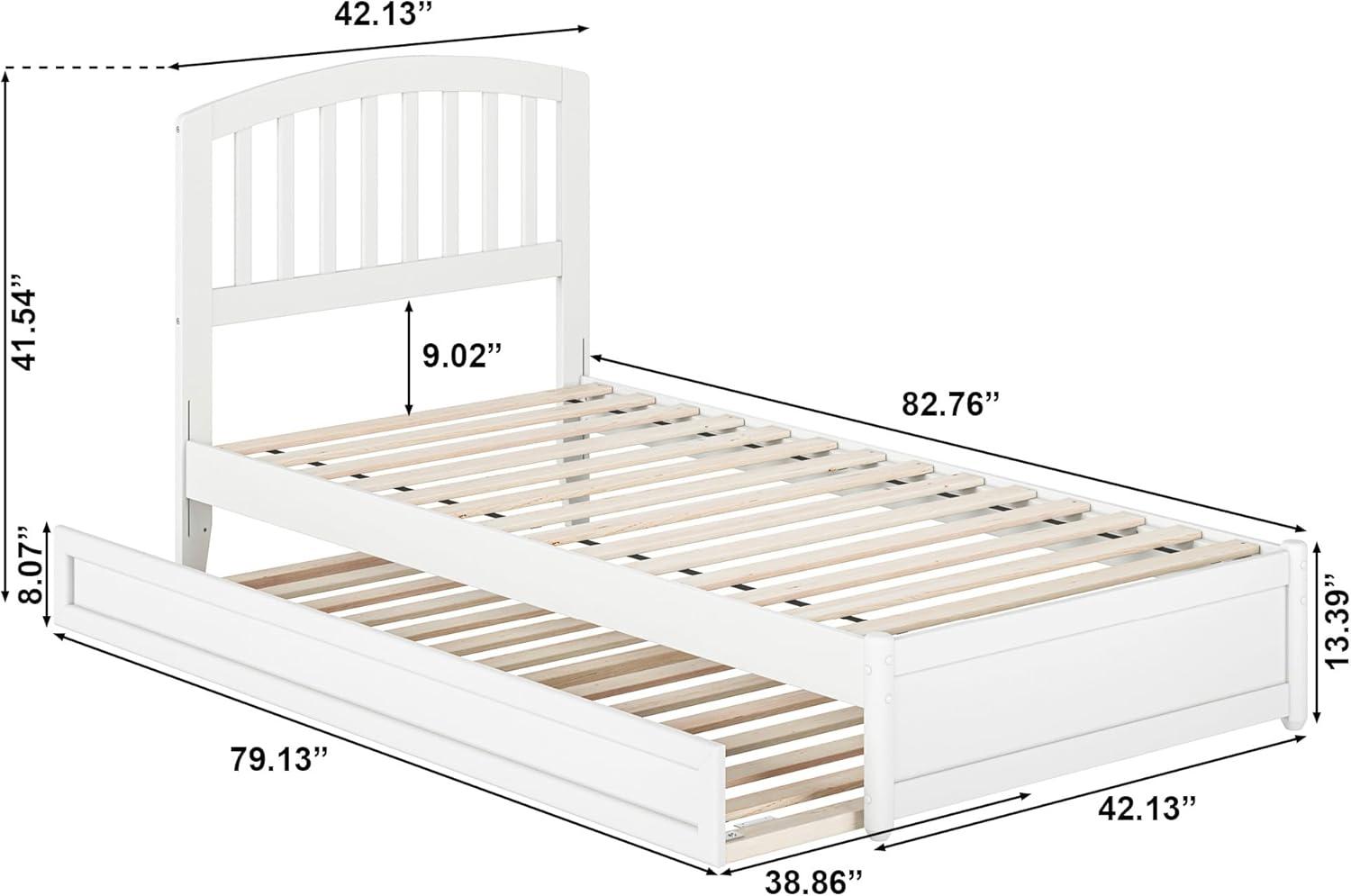 Lucia Twin XL Wood Platform Bed with Panel Footboard & Twin XL Trundle in White