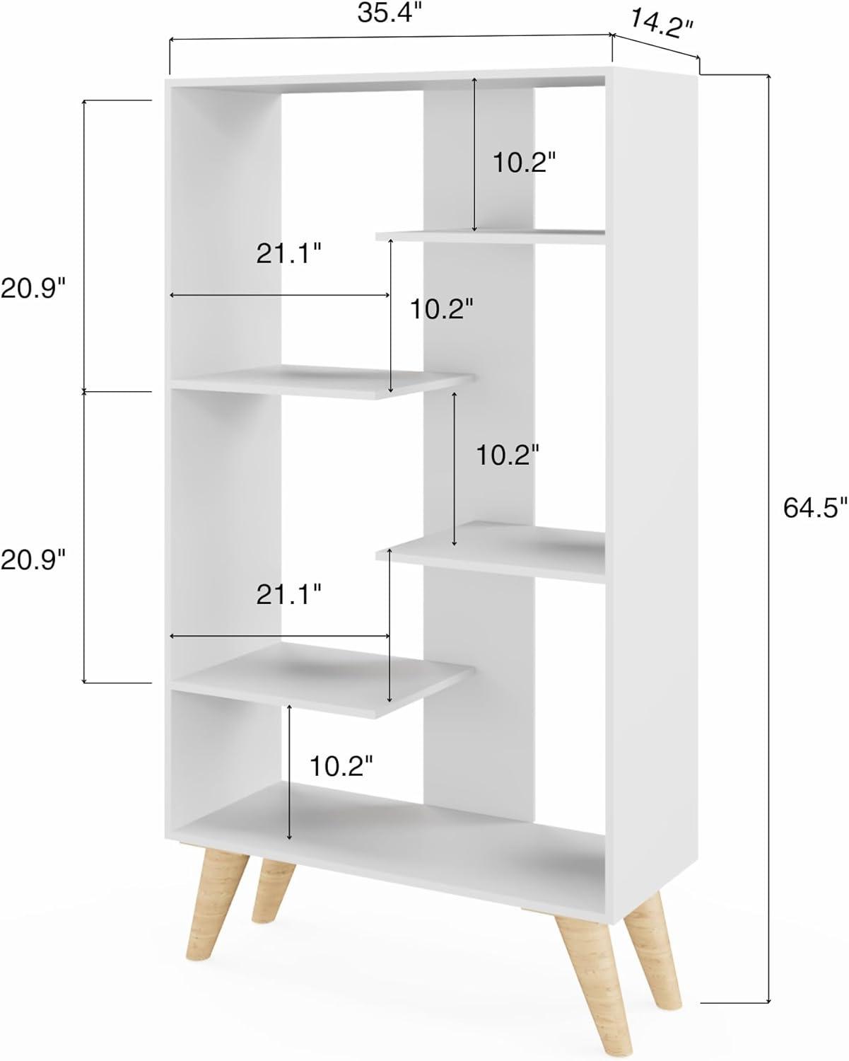 Boahaus LLC Boahaus Lund Bookcase, Wood Legs, Modern Style, 05 Shelves, Ideal for Any Place Home