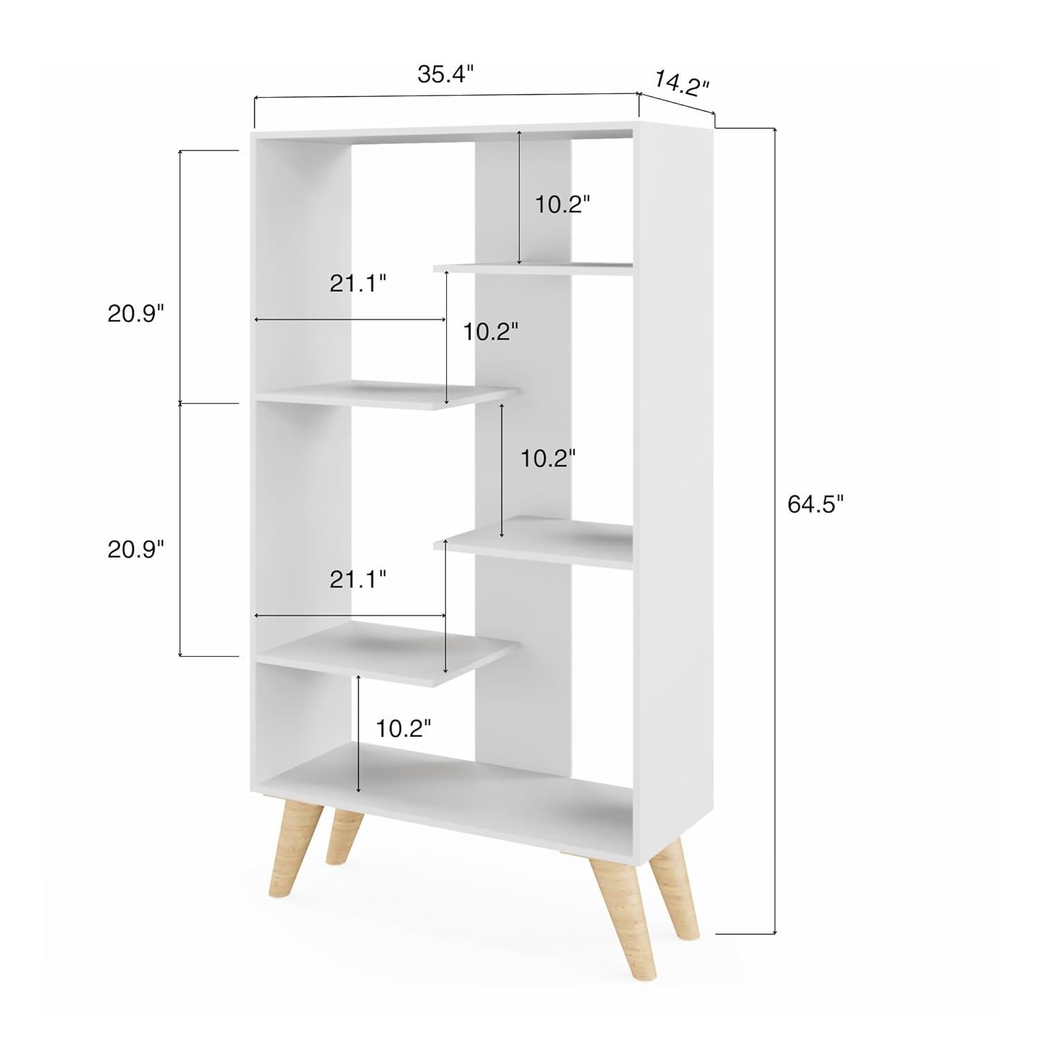 Boahaus LLC Boahaus Lund Bookcase, Wood Legs, Modern Style, 05 Shelves, Ideal for Any Place Home