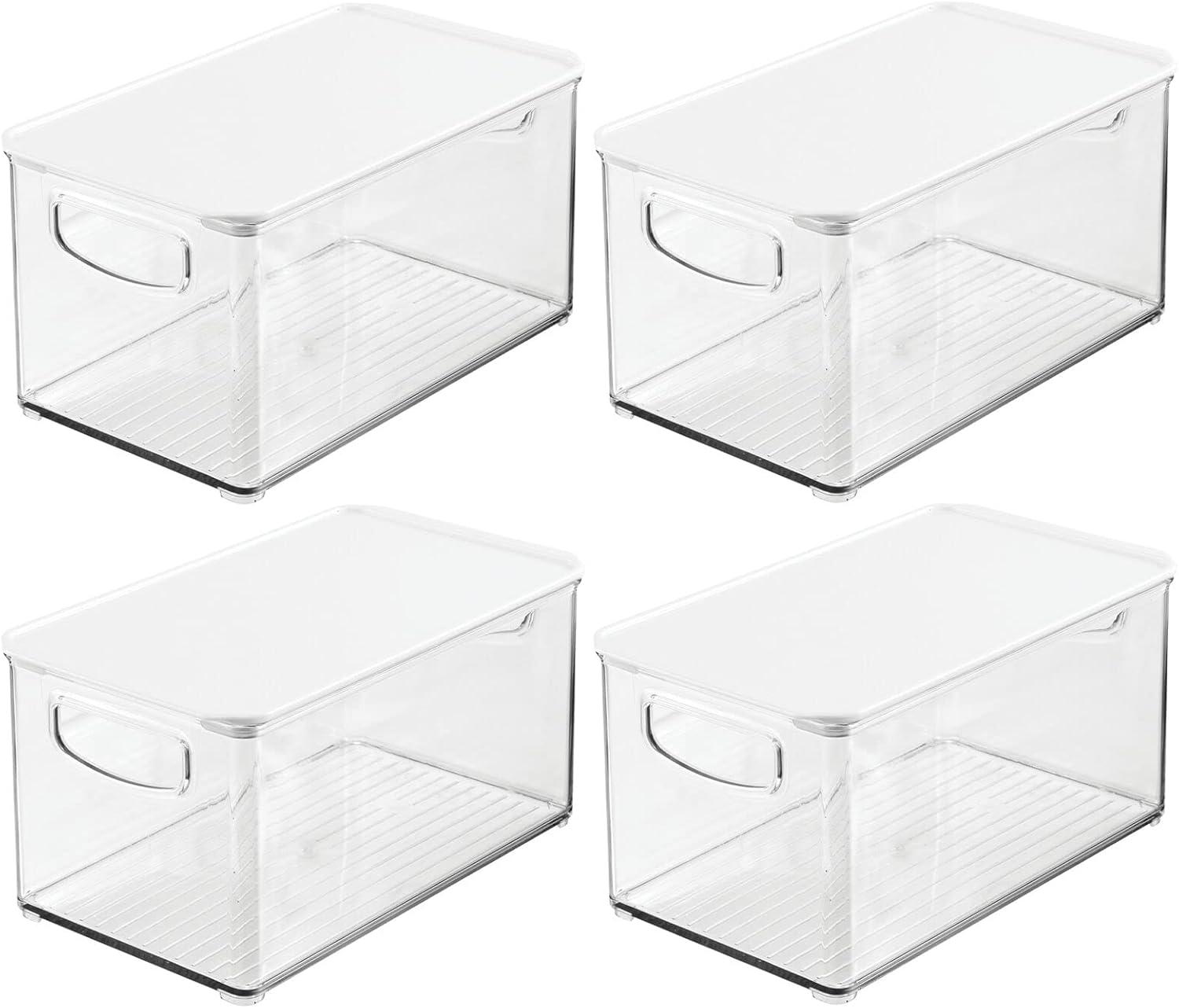 mDesign Plastic Deep Kitchen Storage Bin Box, Lid/Handles