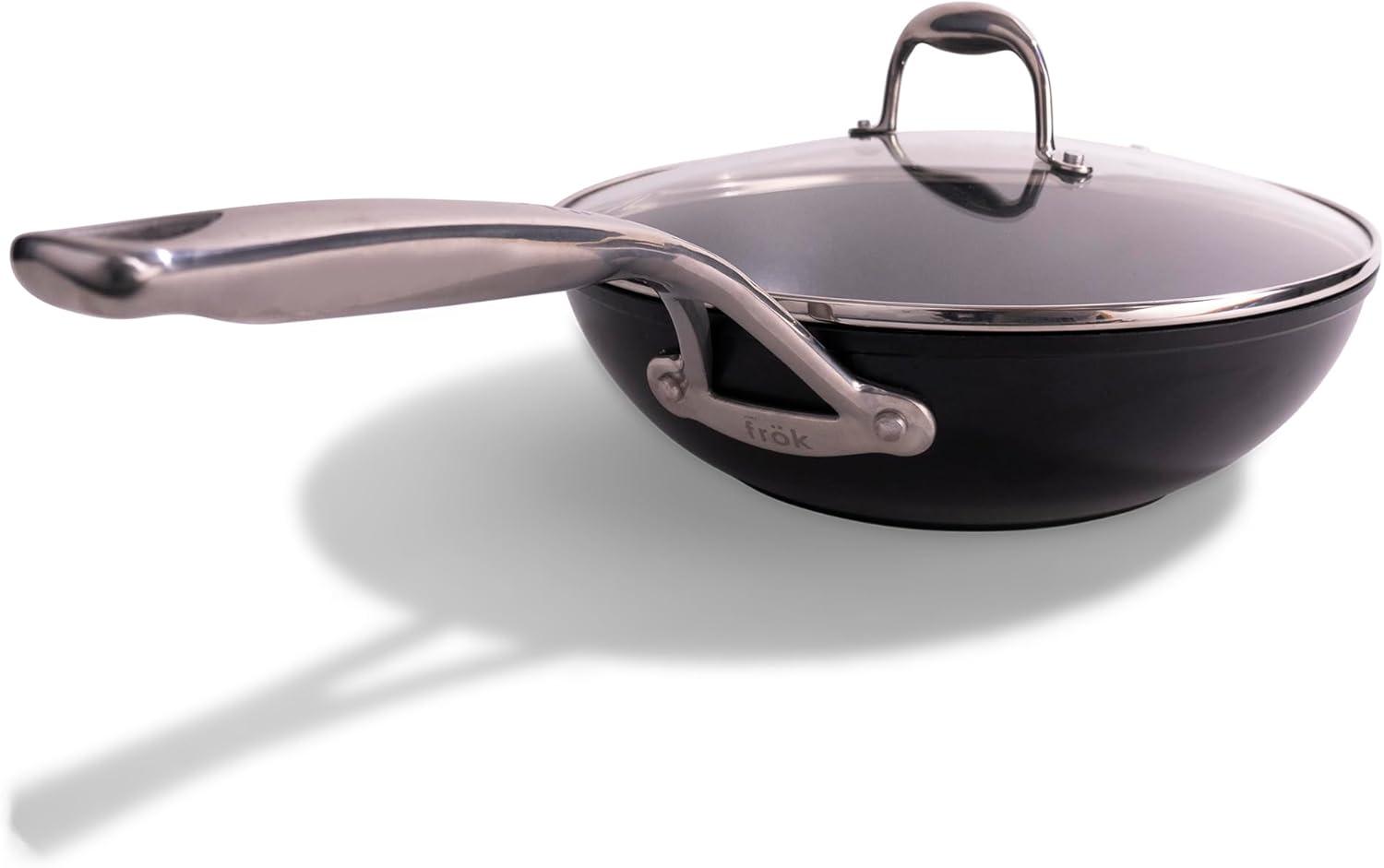 frök Frök Non-Stick Fry Pan Meets Wok With Lid, 11-Inch, Black & Silver