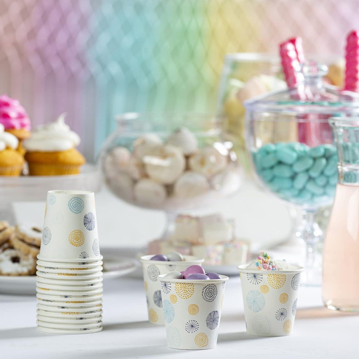 GUSTO [3 oz. - 100 Count Small Paper Cups, Disposable Mini Bathroom Mouthwash Cups - Eco-Friendly and Versatile - Floral