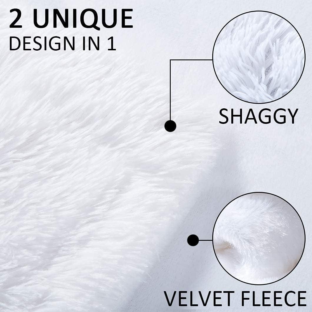 YUSOKI Twin Size Faux Fur Throw Blanket(White,60" x 80"),Whithout Pillows,Winter Lightweight Plush Fuzzy Soft Cozy Microfiber Comfy Bed Blanket for Women Kids Girls Couch Sofa Washable