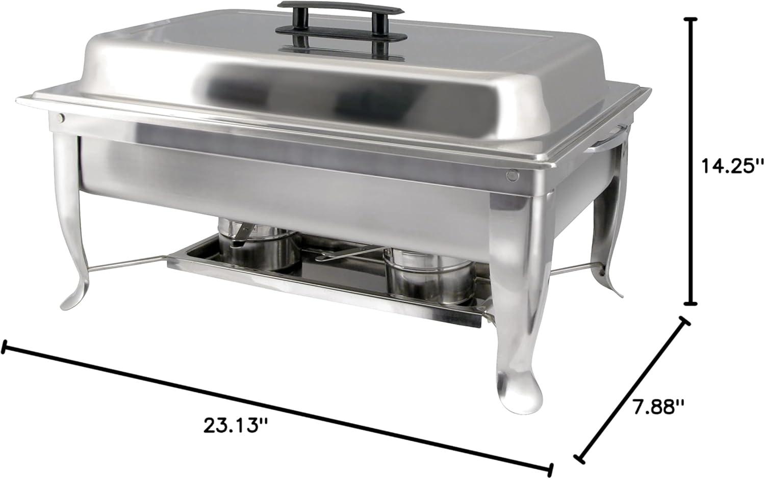 Full-Size Silver Stainless Steel Catering Chafer with Plastic Handle