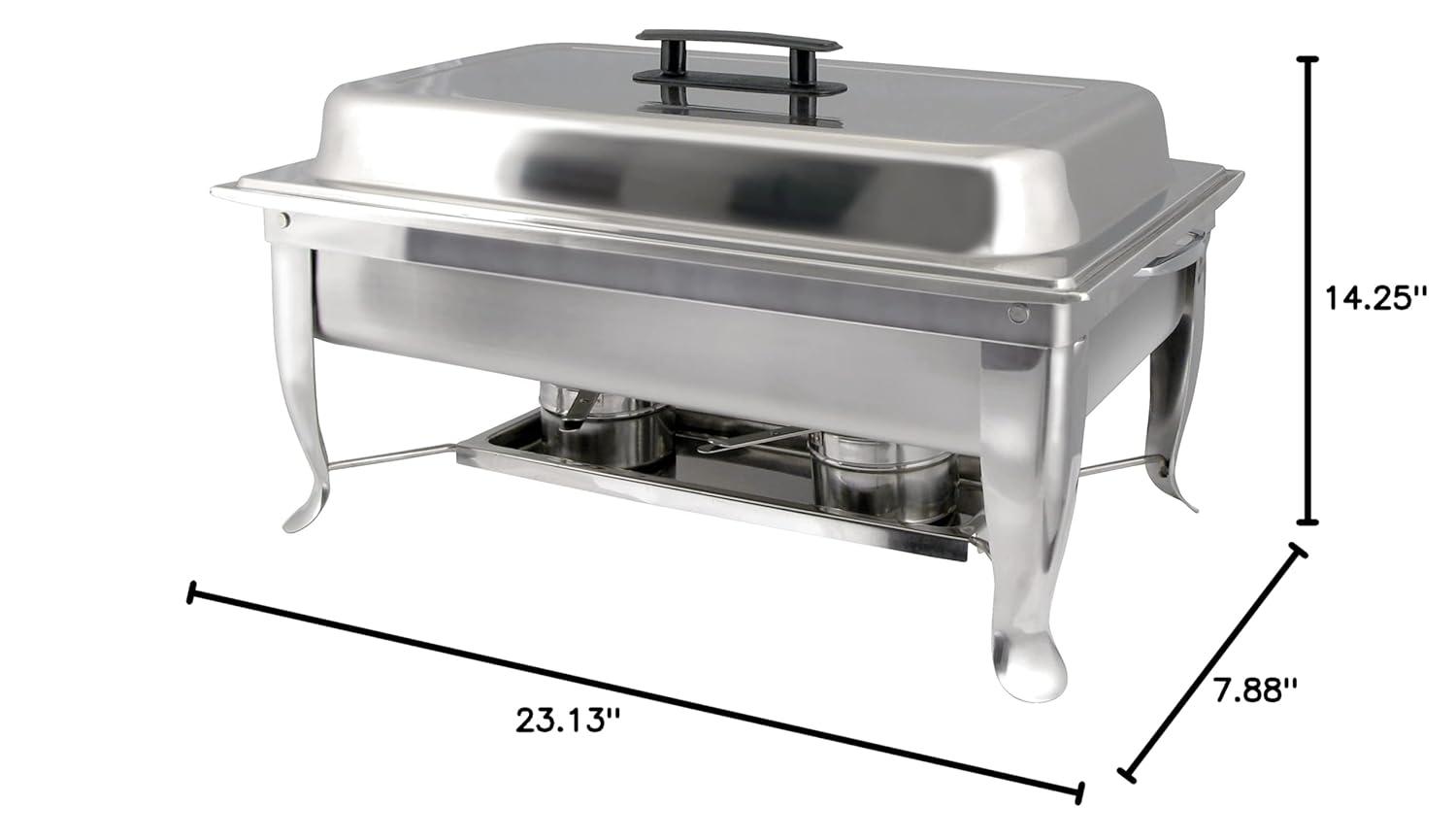 Full-Size Silver Stainless Steel Catering Chafer with Plastic Handle
