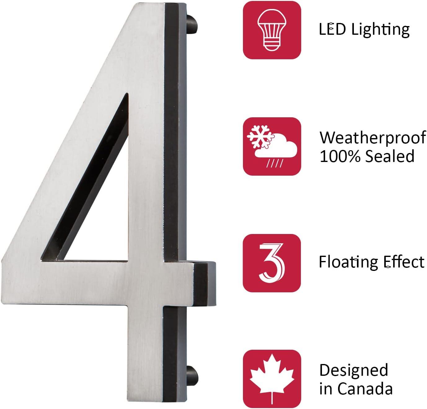 LED Backlit House Number - Satin Nickel #4