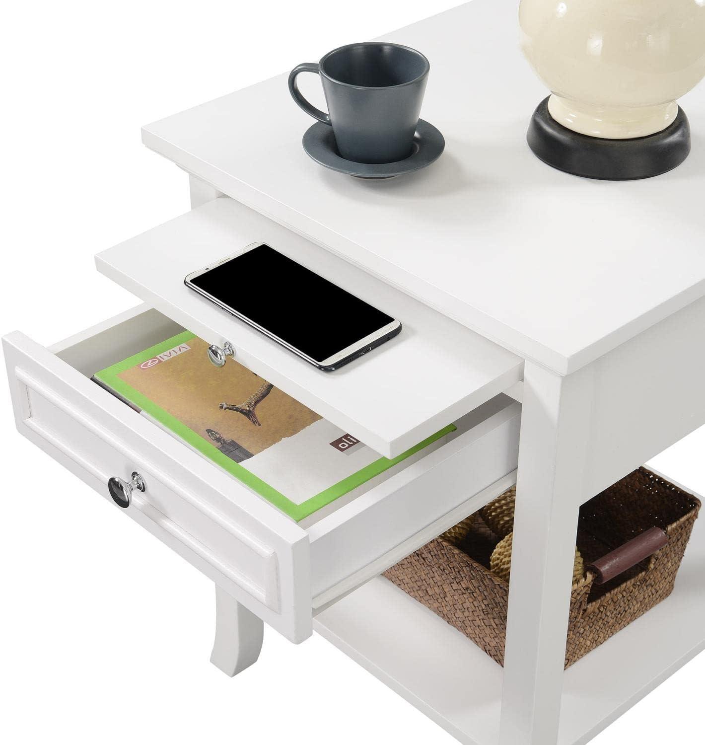 Convenience Concepts American Heritage Logan End Table in White Wood Finish