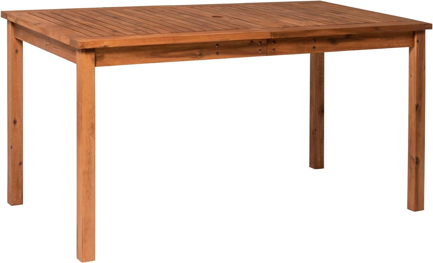 Walker Edison Acacia Wood Patio Simple Dining Table